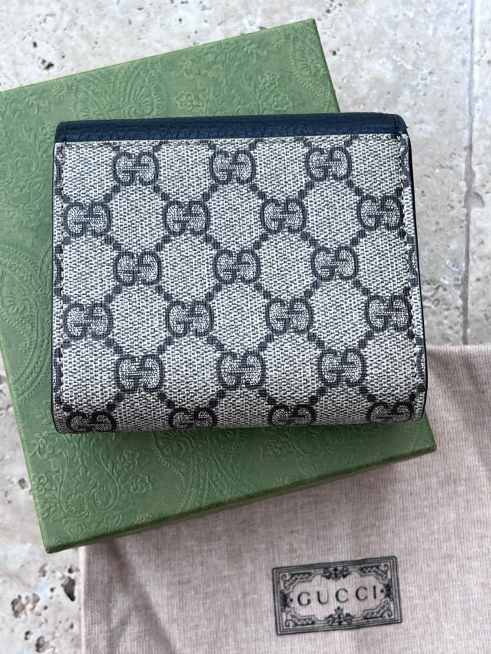 Gucci  Black GG Leather Two Tone Marmont Wallet - Picture 2 of 7